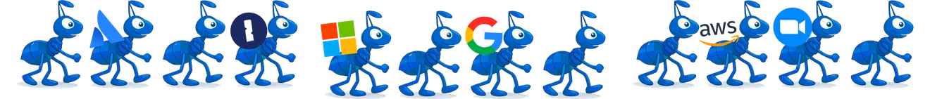 Zarpra ants carrying app logos