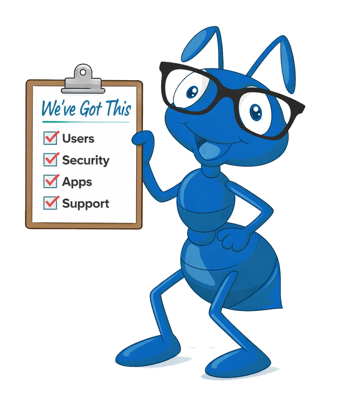 Zarpra ant mascot holding a “We’ve Got This” checklist